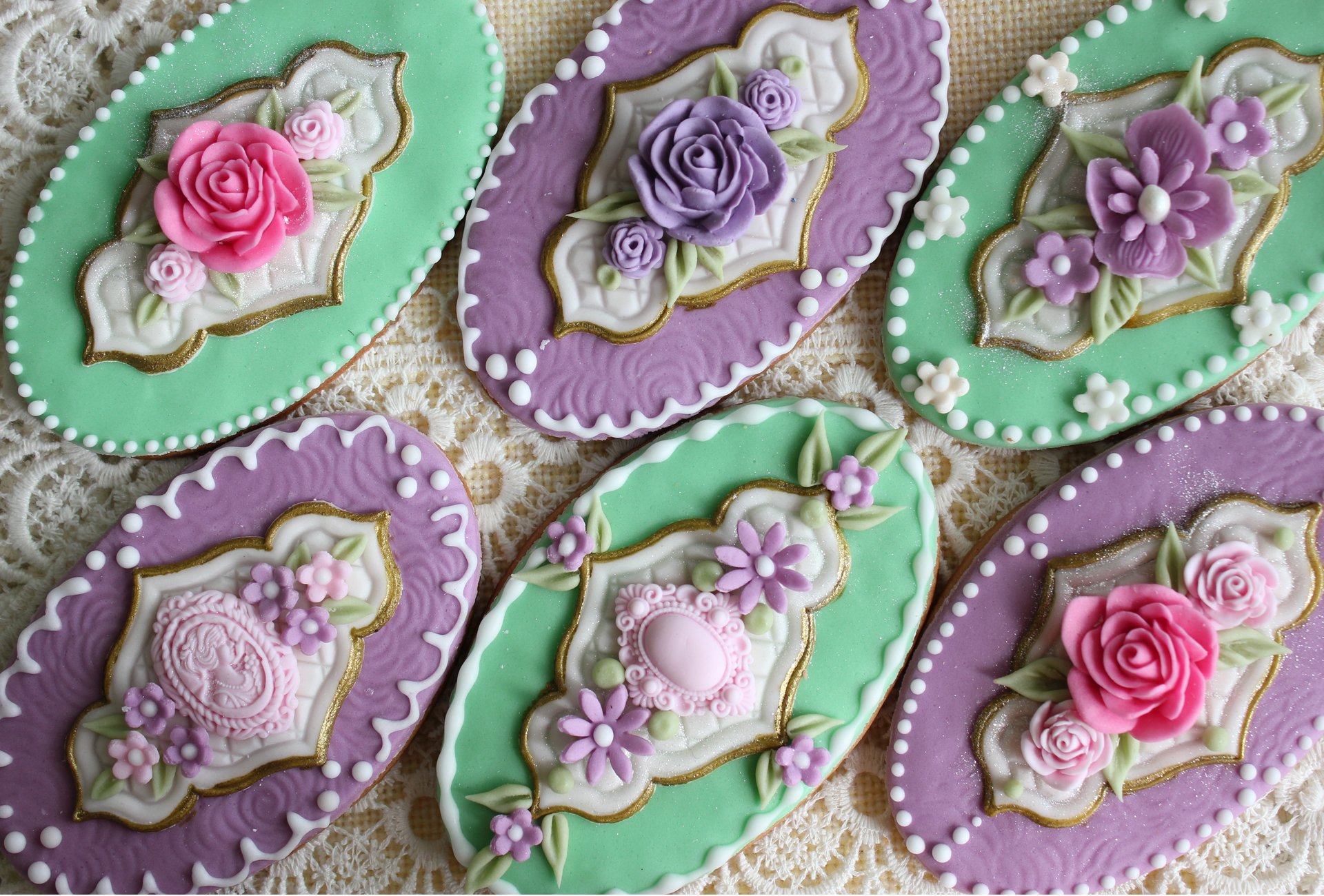 kekse oval glasur schön vintage blumen