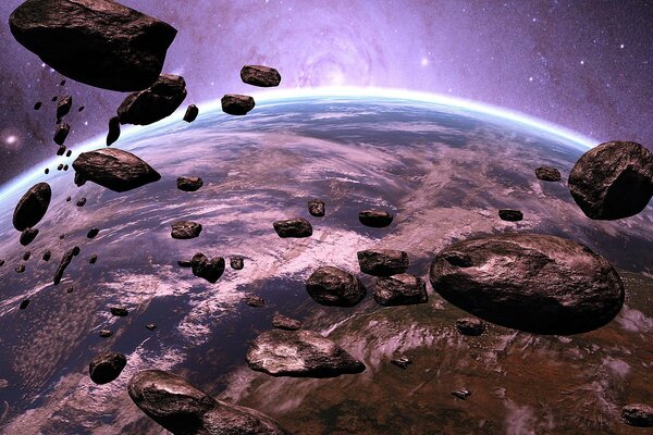 Fliegende Asteroiden im Weltraum schönes Foto