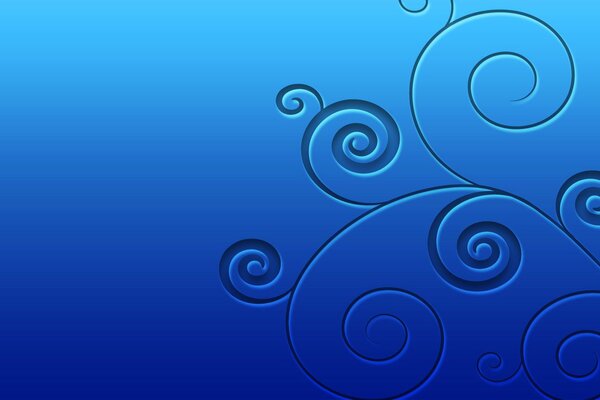 Abstrakte Zeichnung von Locken auf blauem Hintergrund
