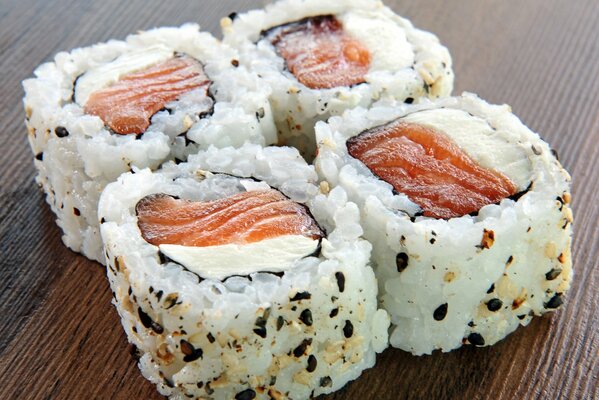 Japanisches Essen, Brötchen, Sushi Fisch, Reis Sesamkäse