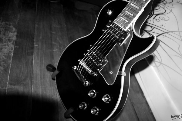 Schwarz-Weiß-Stil E-Gitarre