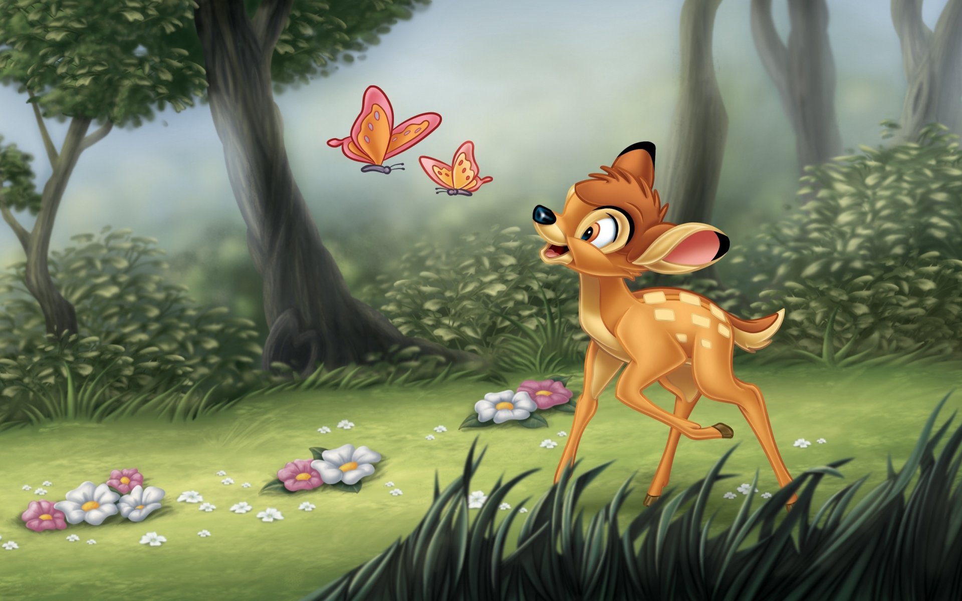 bamby walt disney wald bäume blumen bamby cartoon