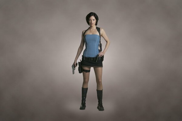 Frau mit Waffen aus Resident Evil 2