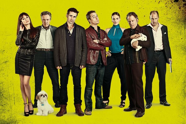 Foto der vollen Besetzung der Schauspieler des Films sieben Psychopathen