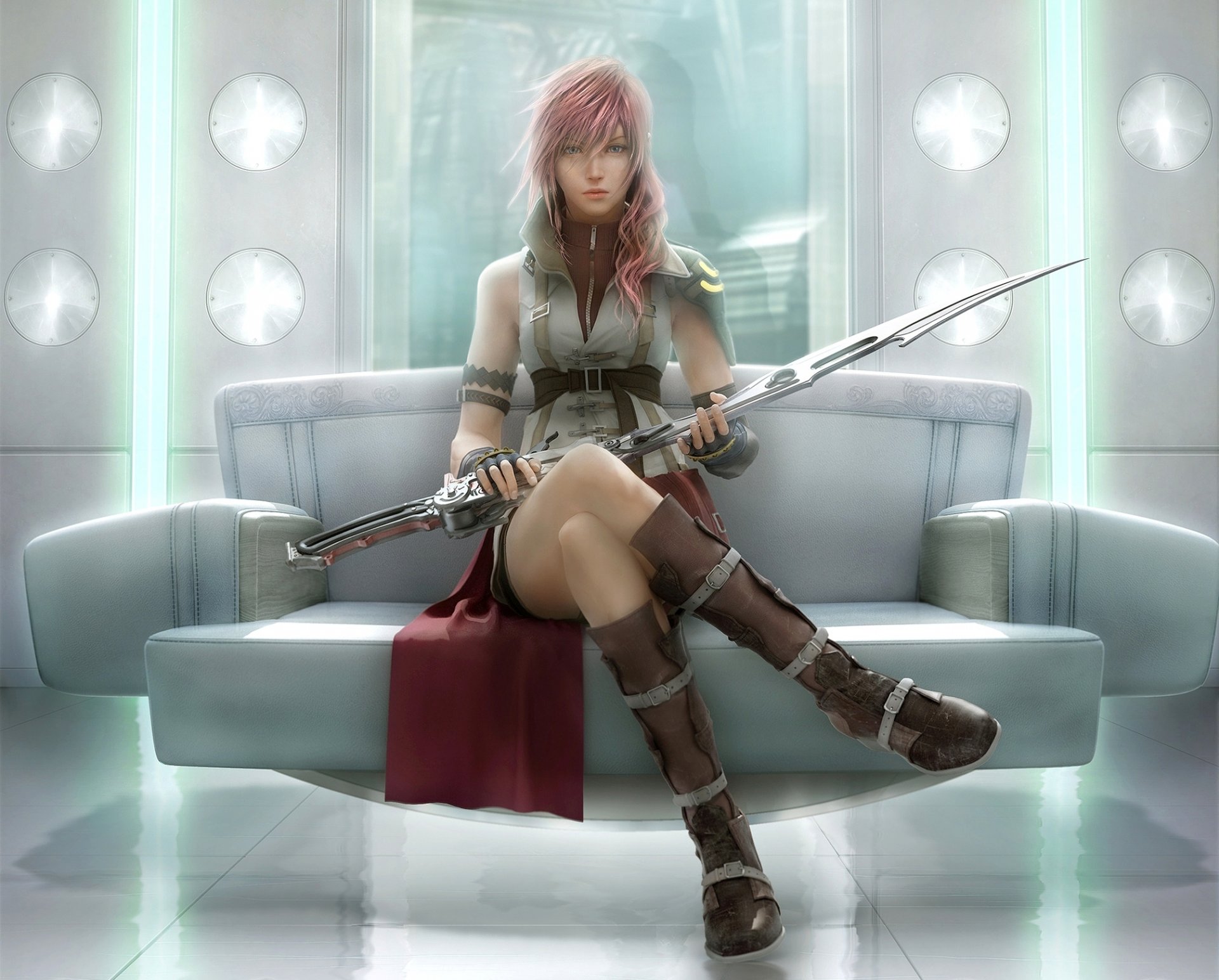 final fantasy xiii kunst mädchen krieger schwert