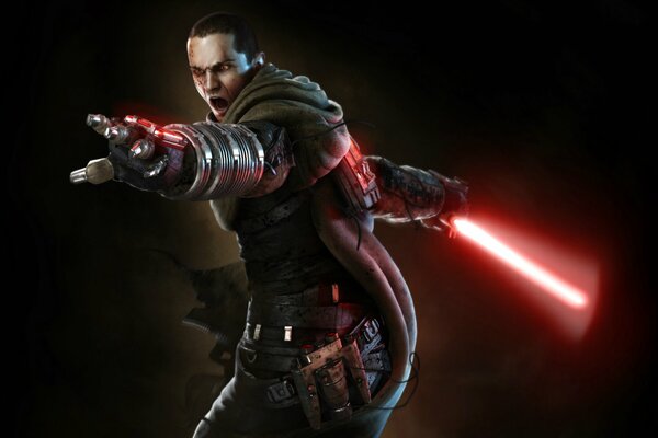Star Wars-Held mit Lichtschwert