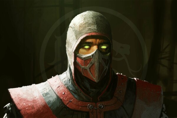 Ermak auf dem Hintergrund des Mortal Kombat-Zeichens