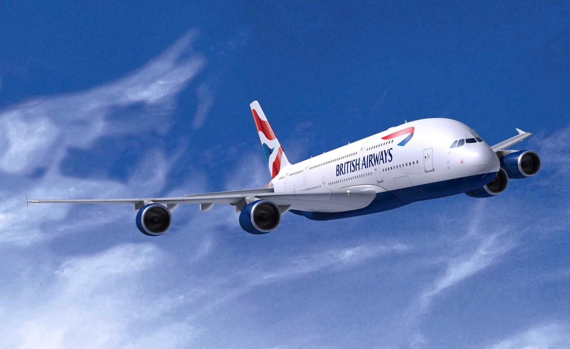 british airways airbus a380 in der luft luftfahrt fliegt flugzeug verkehrsflugzeug flügel weiß