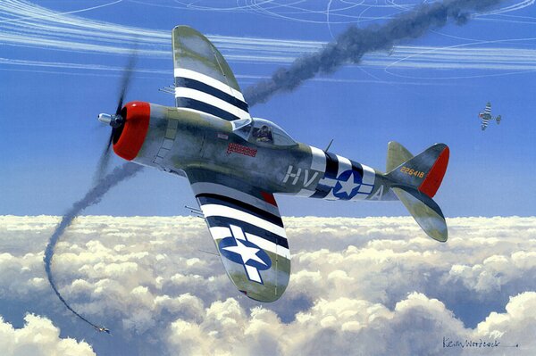 Luftkampf des Flugzeugs p 47 Kunst