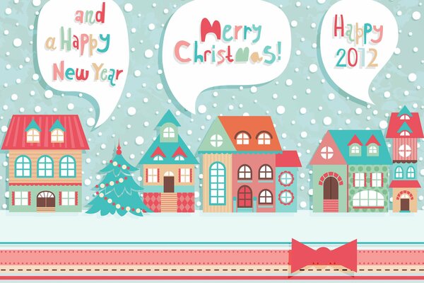 Weihnachtskarte mit Stadtstraße