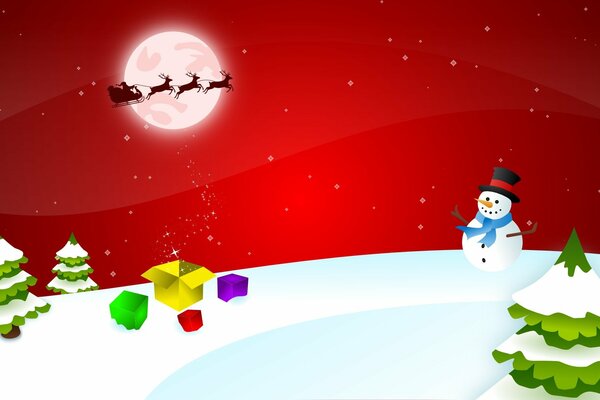 Santa mit Rentier auf Mond Hintergrund