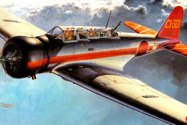 Japanischer Deckbomber trägt Torpedos