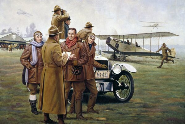 Der New Yorker Flugplatz von 1916. Leute