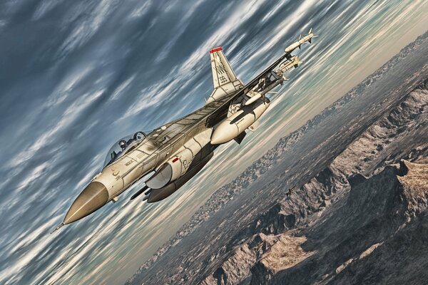 Kunst zum Thema des F-16-Kampfjets