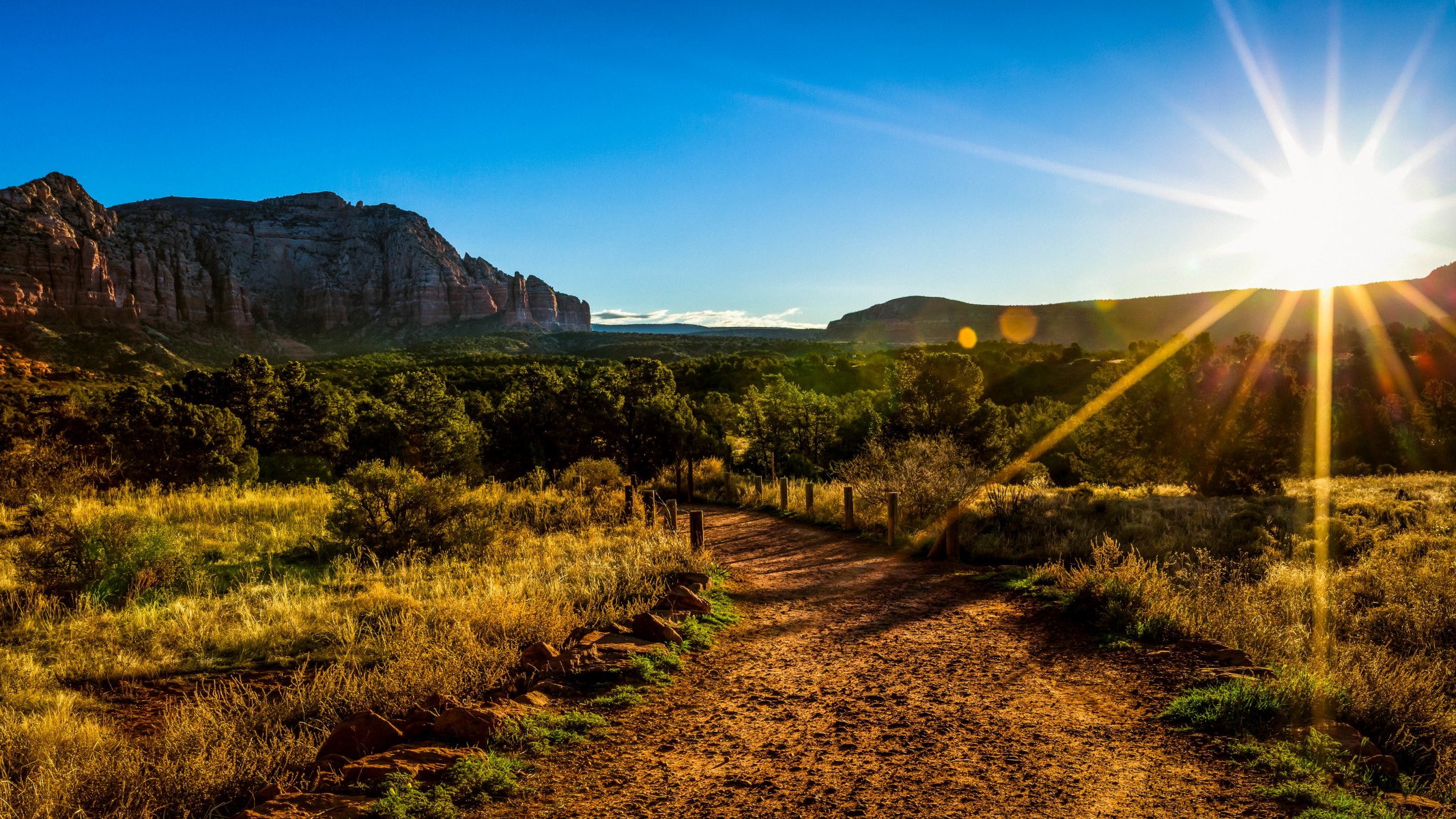 und die sonne geht auf arizona sonne bäume berge