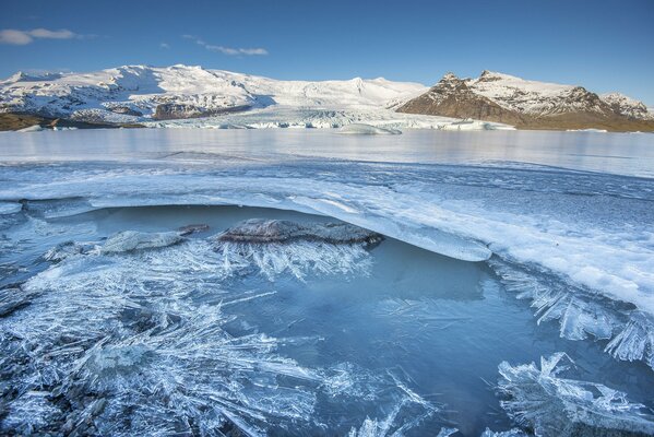 Island Berge Winter Eis