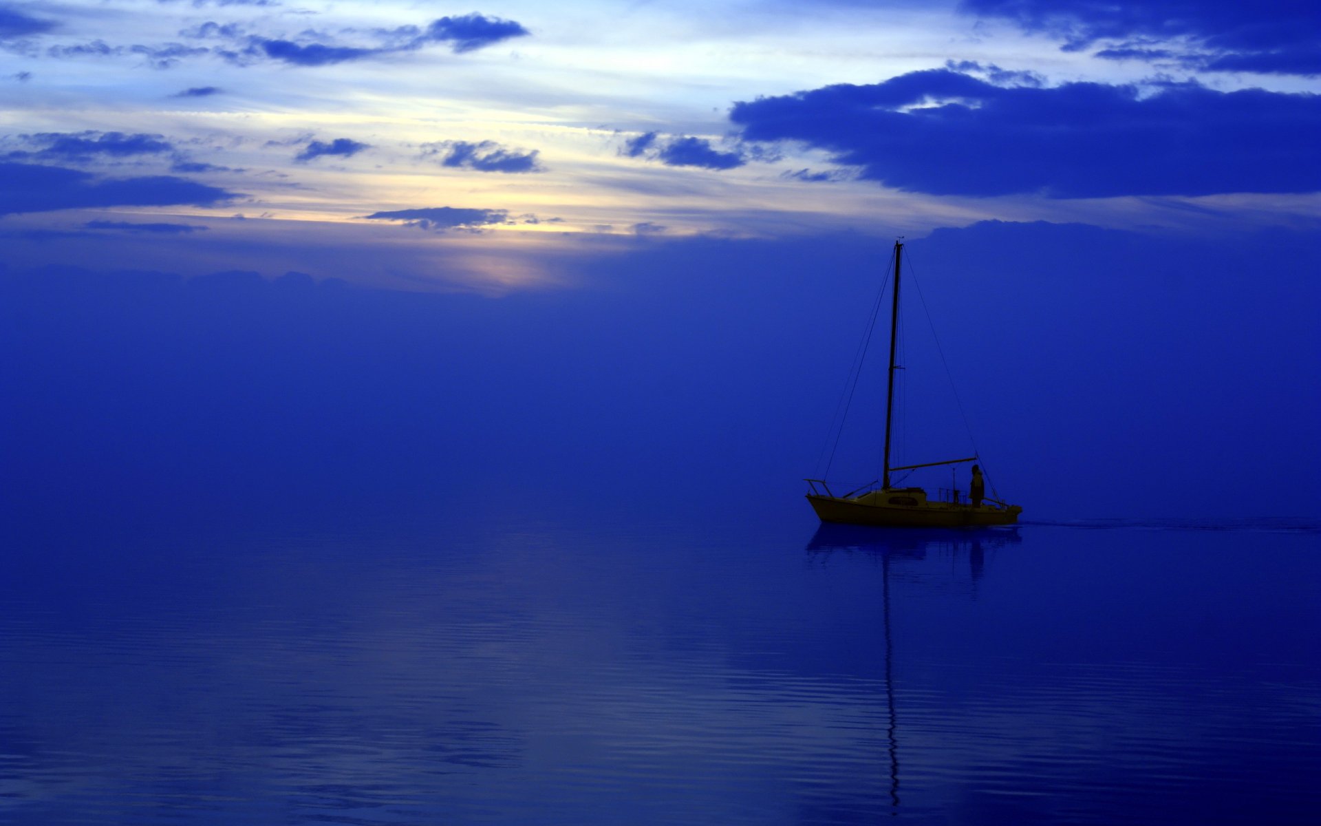 nacht meer boot landschaft