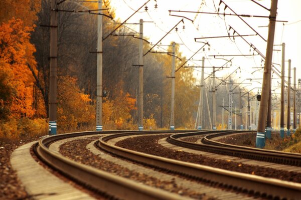 Landschaft der Bahnstrecke im Herbst