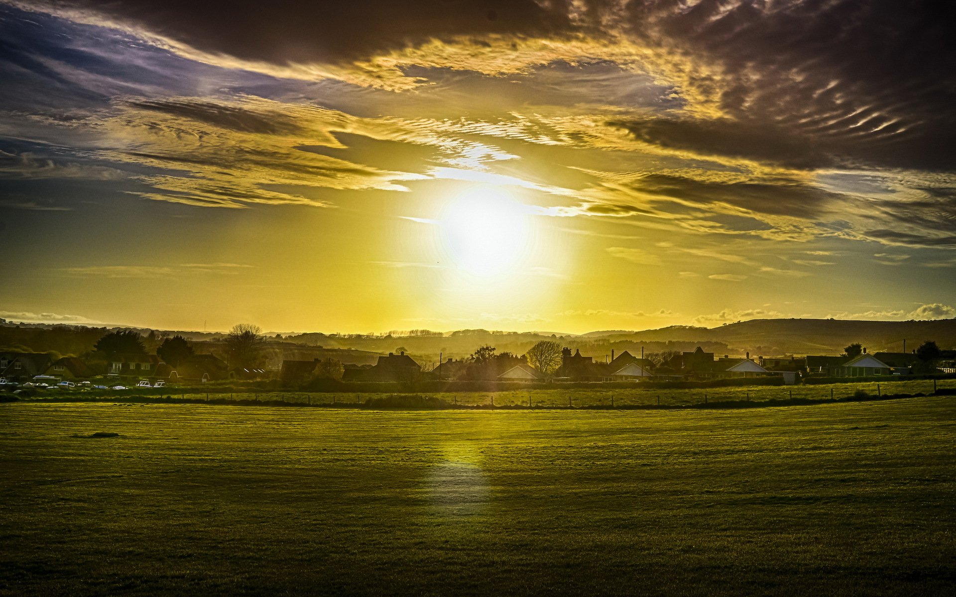 sonnenuntergang feld landschaft