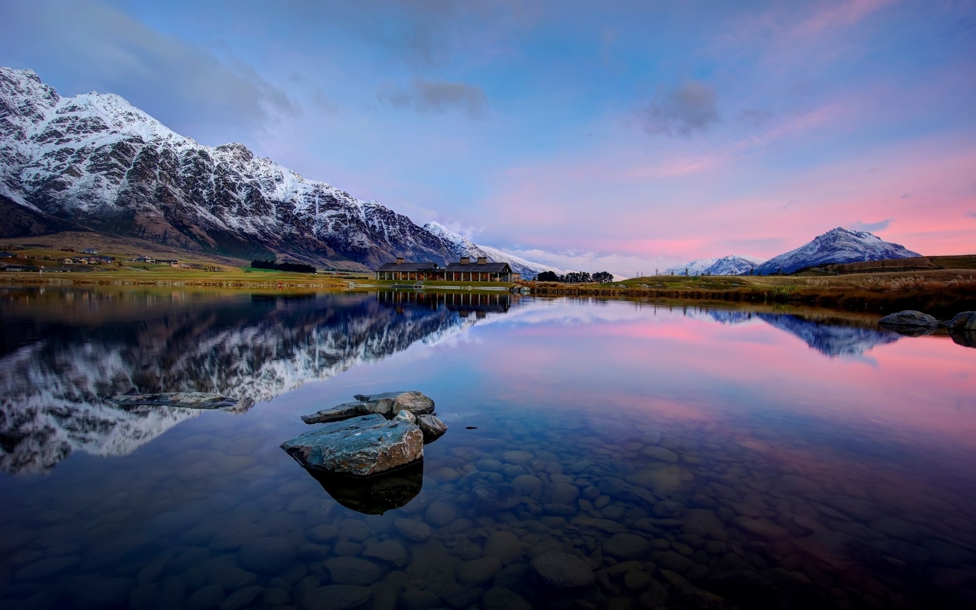sonnenuntergang berge natur see