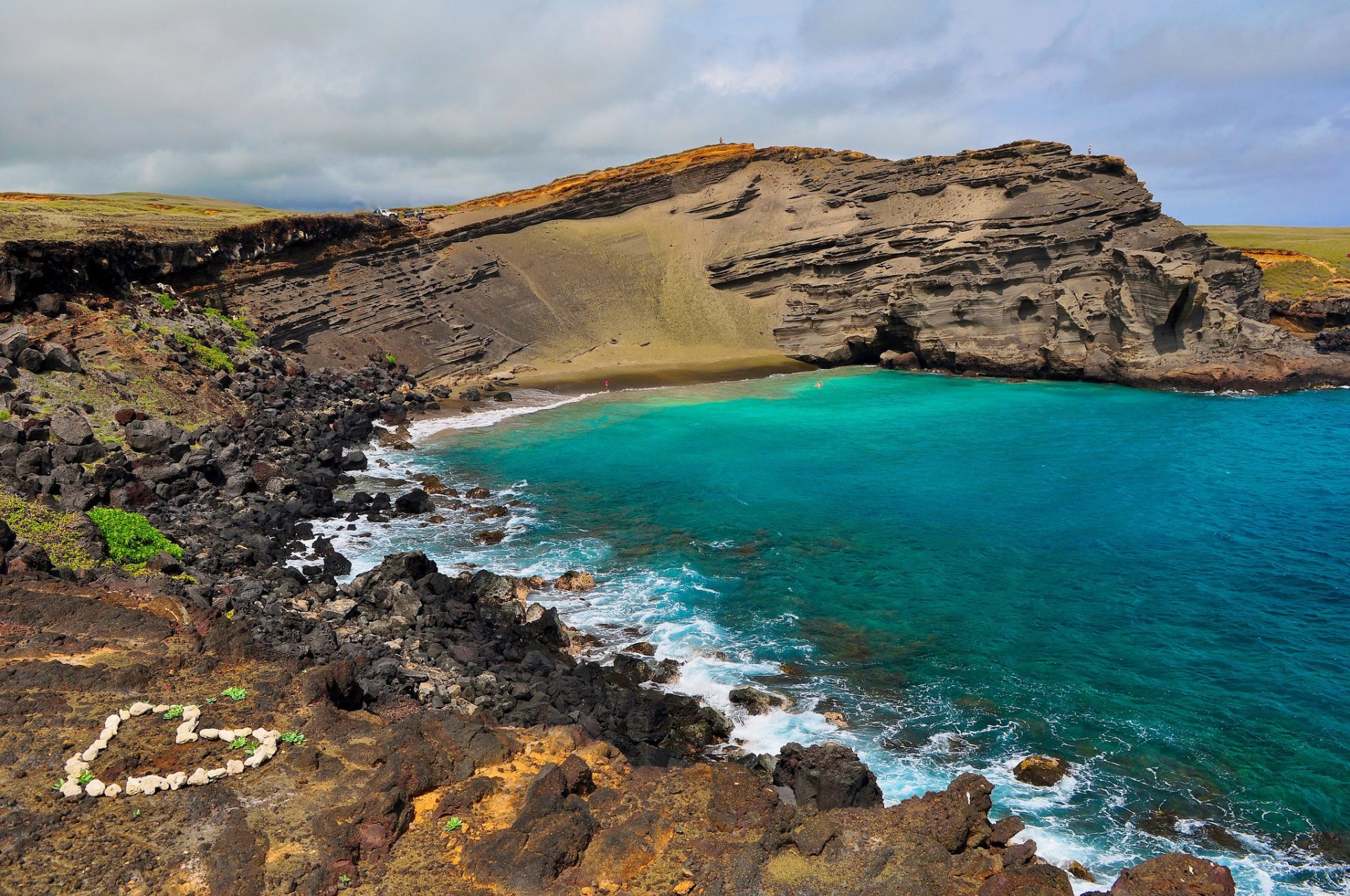 hawaii steine ozean küste herz