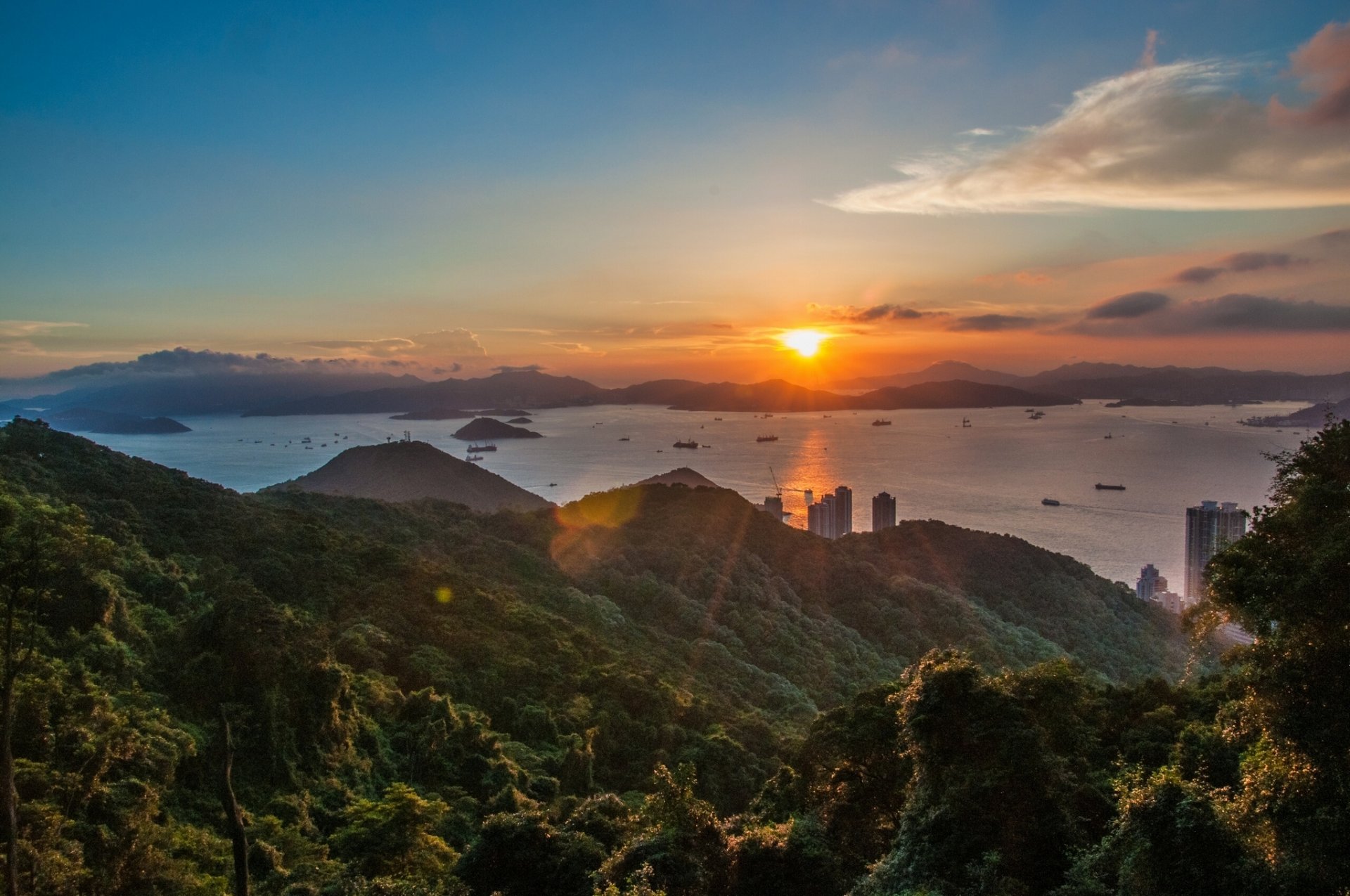 qianshui hong kong ripals bay sonnenuntergang panorama hügel inseln