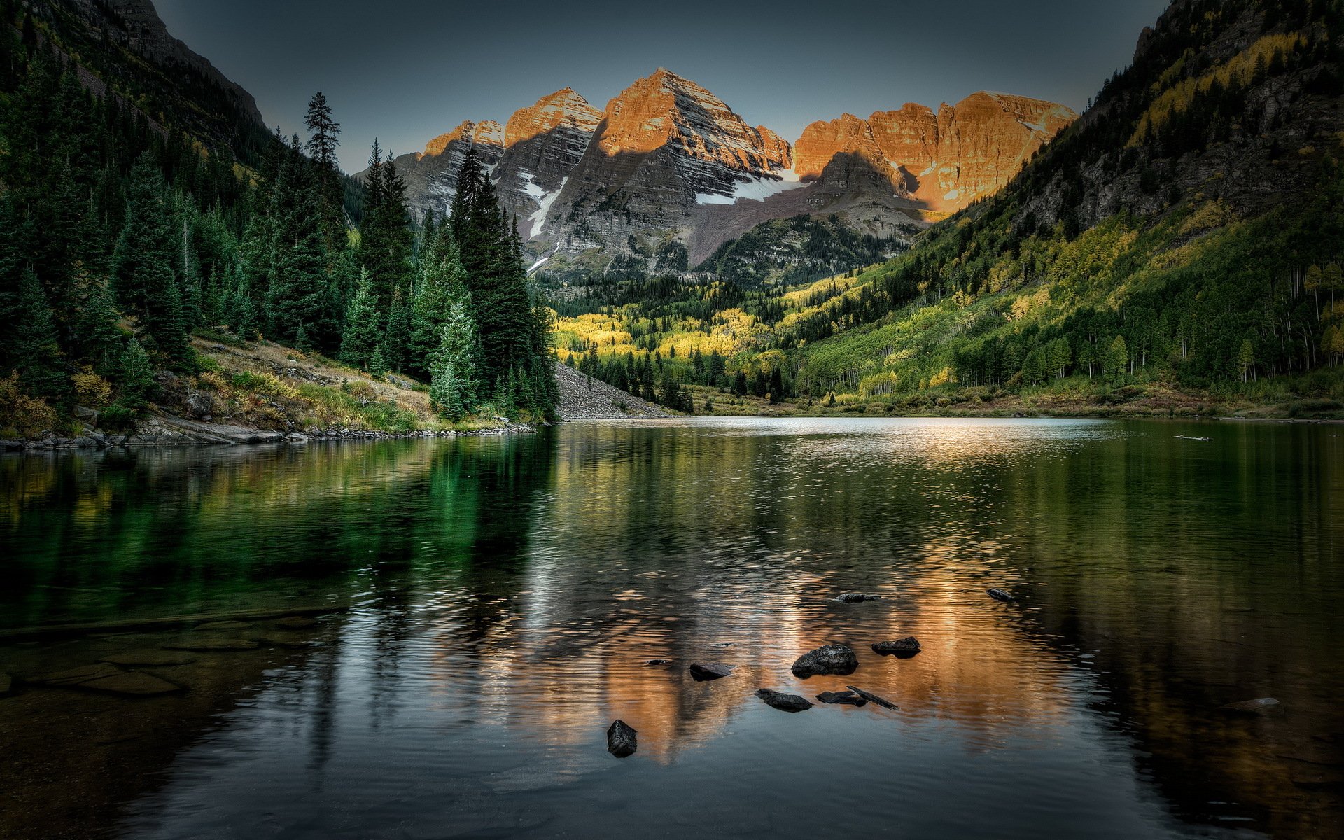 maroon glocken colorado see berge landschaft